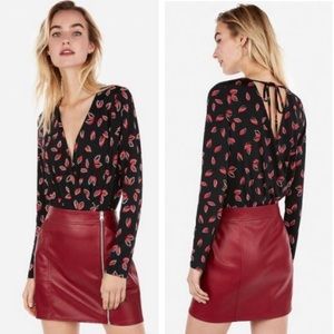 Express ~ Petal Print Surplice Bodysuit